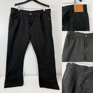 Levis 501 Original Fit Mens Jeans 40×34 Black Denim Straight‎ Button Fly